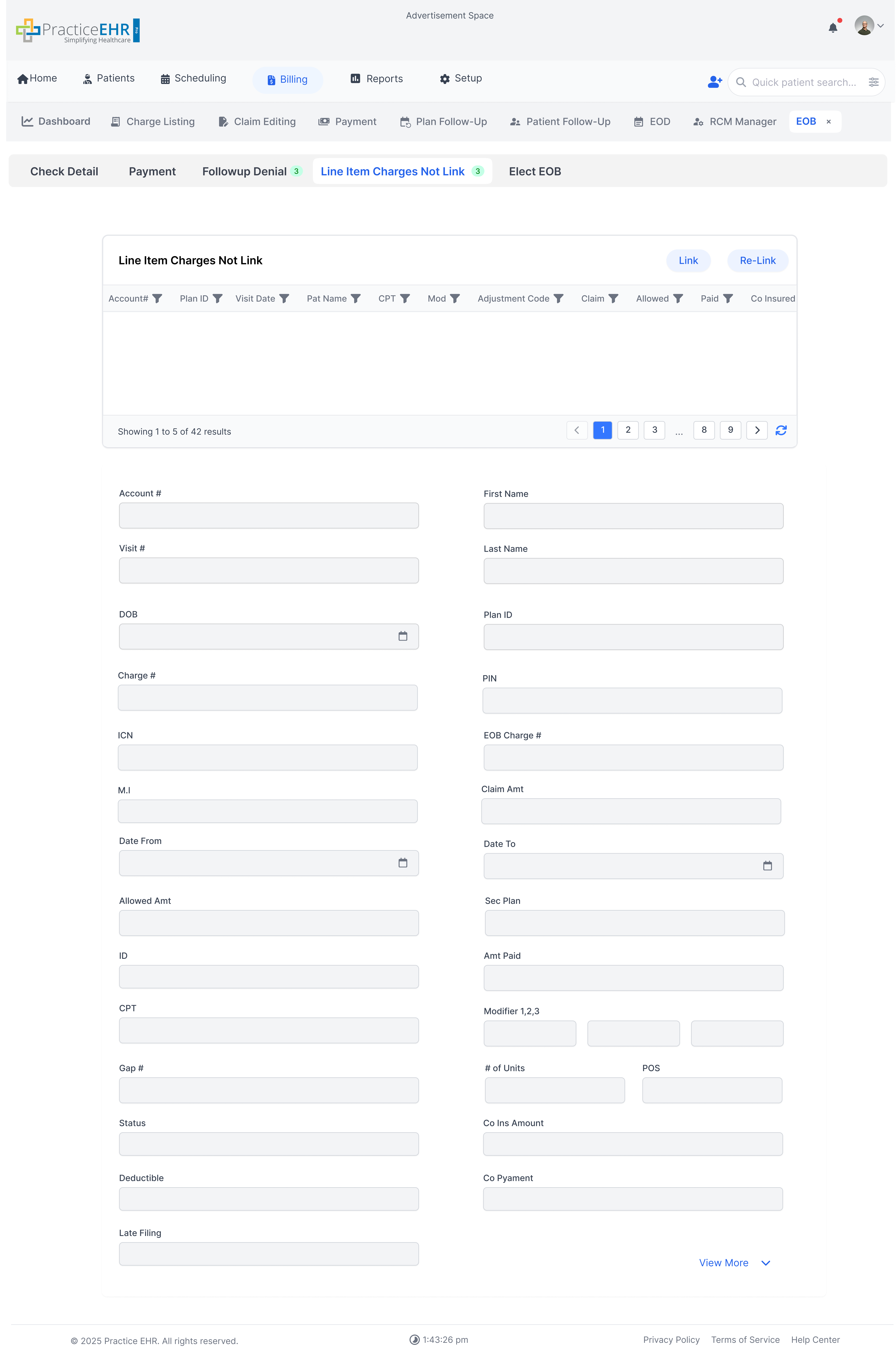 Line Item Charges Not Link